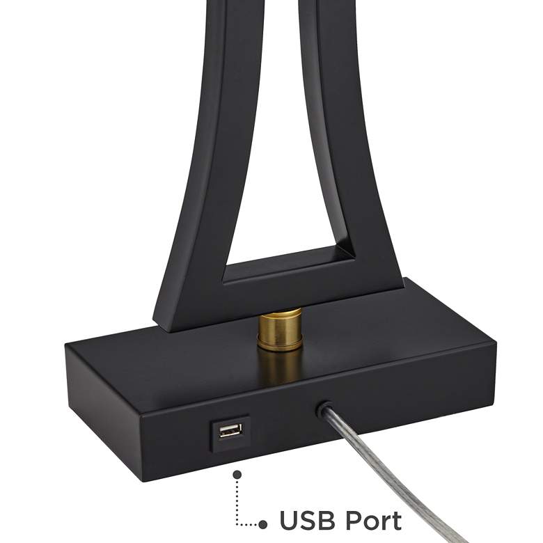 Image 6 360 Lighting Roxie 31" Black USB Lamps Set of 2 with Marble Risers more views