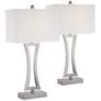 3_360 Lighting Roxie 31" High Brushed Nickel Metal Table Lamps Set of 2