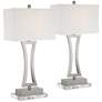 1_360 Lighting Roxie 31" Nickel Lamps Set of 2 with Acrylic Risers