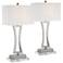 360 Lighting Roxie 31" Nickel Lamps Set of 2 with Acrylic Risers