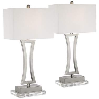 360 Lighting Roxie 31" Nickel Lamps Set of 2 with Acrylic Risers