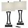 360 Lighting Roxie Black Metal USB Table Lamps Set of 2 with Acrylic Risers