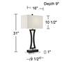 360 Lighting Roxie Black Metal USB Table Lamps Set of 2 with Acrylic Risers