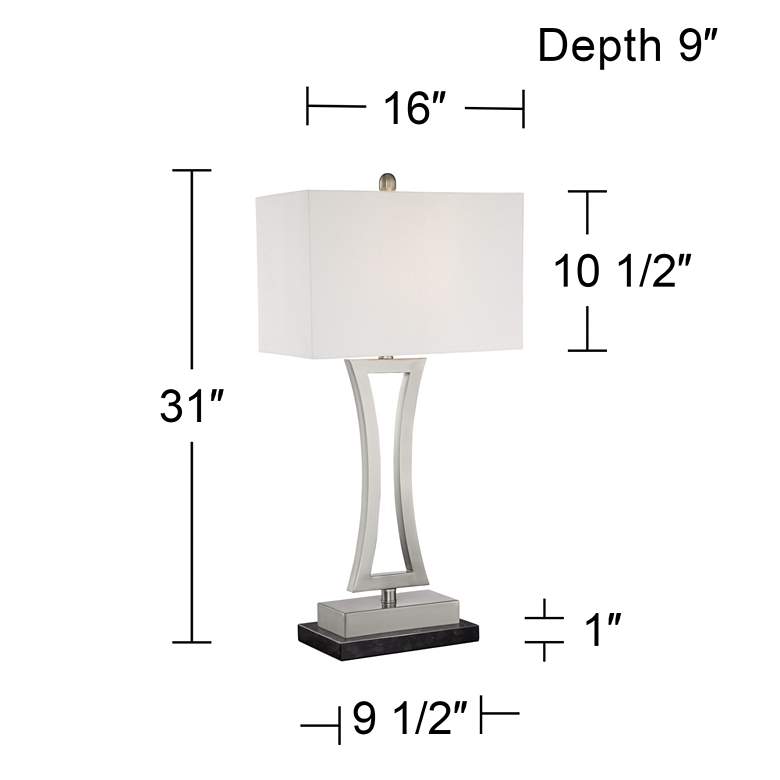 Image 6 360 Lighting Roxie Brushed Nickel Lamps Set of 2 with Black Marble Risers more views
