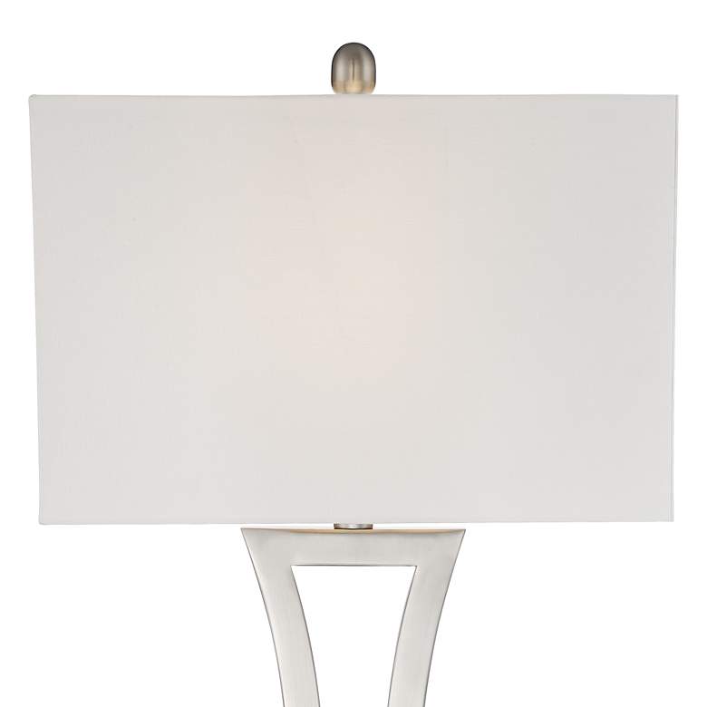 Image 3 360 Lighting Roxie Brushed Nickel Lamps Set of 2 with White Marble Risers more views