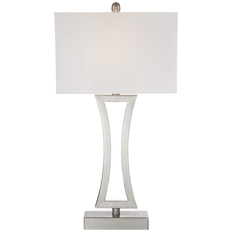 Image 5 360 Lighting Roxie Brushed Nickel Lamps Set of 2 with White Marble Risers more views