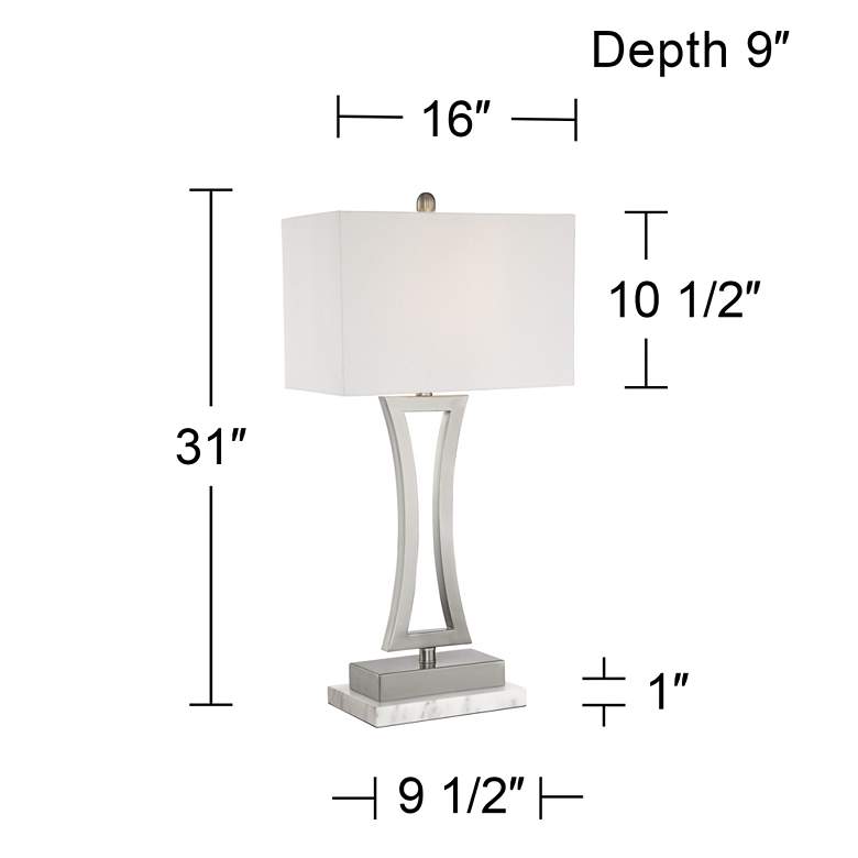 Image 6 360 Lighting Roxie Brushed Nickel Lamps Set of 2 with White Marble Risers more views