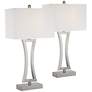 Watch A Video About the Roxie Brushed Nickel Metal Table Lamps Set of 2