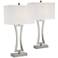 360 Lighting Roxie Brushed Nickel Metal Table Lamps Set of 2