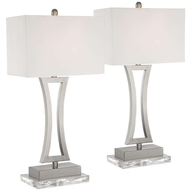 Image 1 360 Lighting Roxie Brushed Nickel Table Lamps Set of 2 with Acrylic Risers