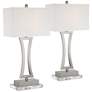 360 Lighting Roxie Brushed Nickel Table Lamps Set of 2 with Acrylic Risers