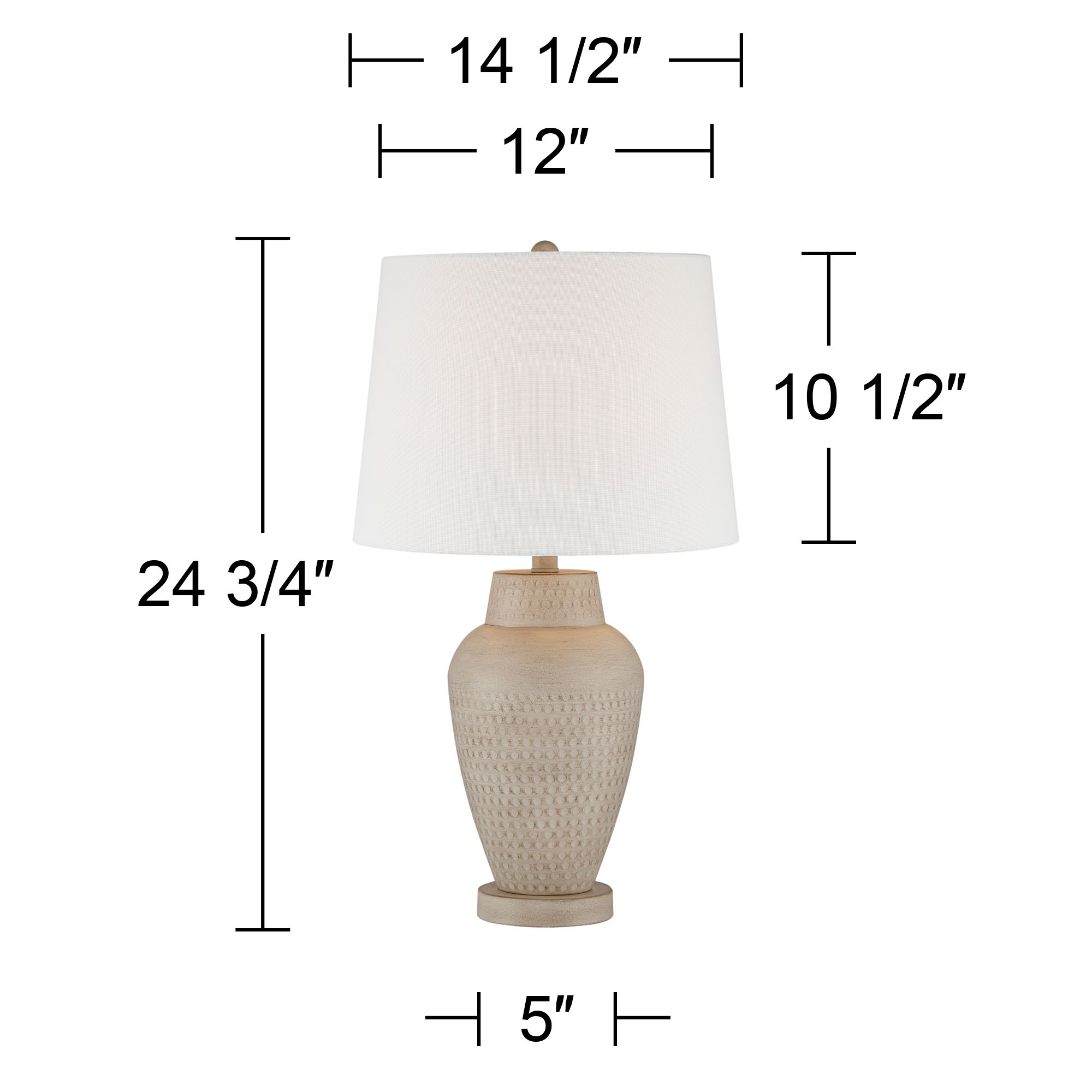 360 Lighting Rupert 24 3/4" Beige Hammered Metal Vase Table Lamp