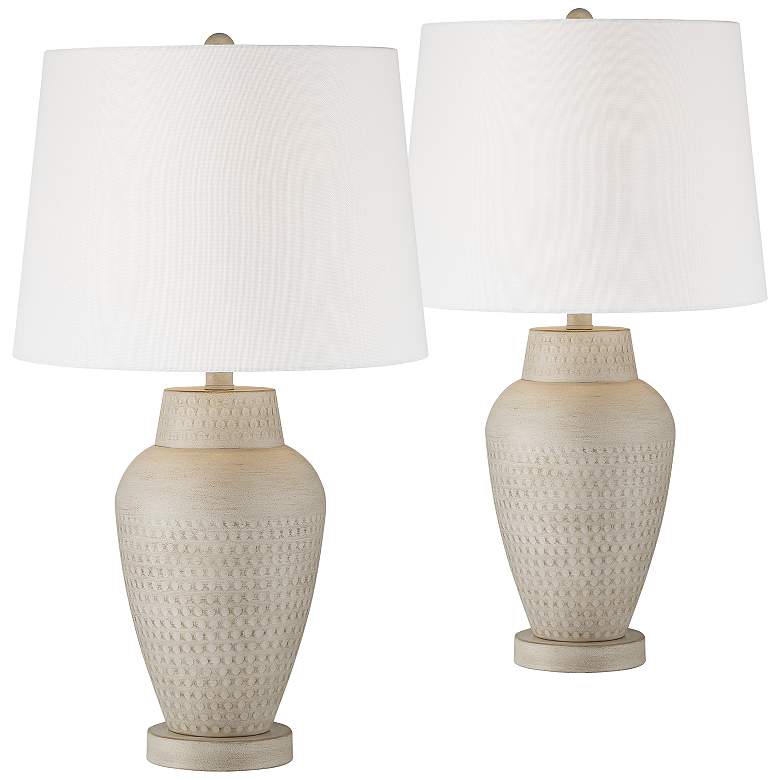 Image 2 360 Lighting Rupert 24 3/4 inch Beige Hammered Vase Table Lamps Set of 2