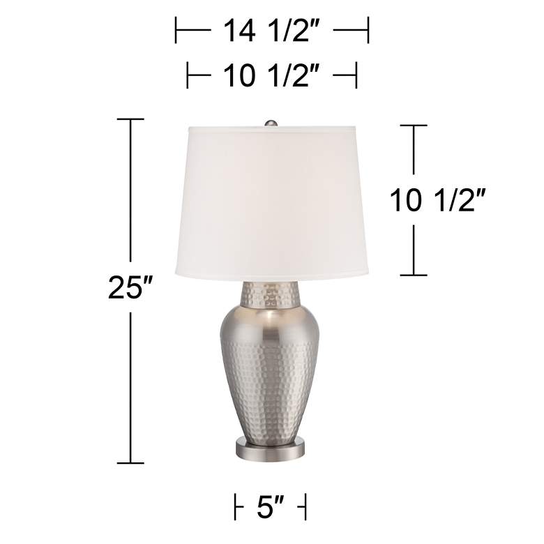 Image 4 360 Lighting Rupert 25 inch Brushed Nickel Hammered Metal Vase Table Lamp more views