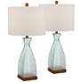 2_360 Lighting Ryan Ocean Blue Glass Coastal Modern Table Lamps Set of 2
