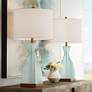 1_360 Lighting Ryan Ocean Blue Glass Coastal Modern Table Lamps Set of 2