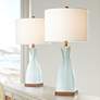 360 Lighting Ryan Ocean Blue Glass Coastal Modern Table Lamps Set of 2