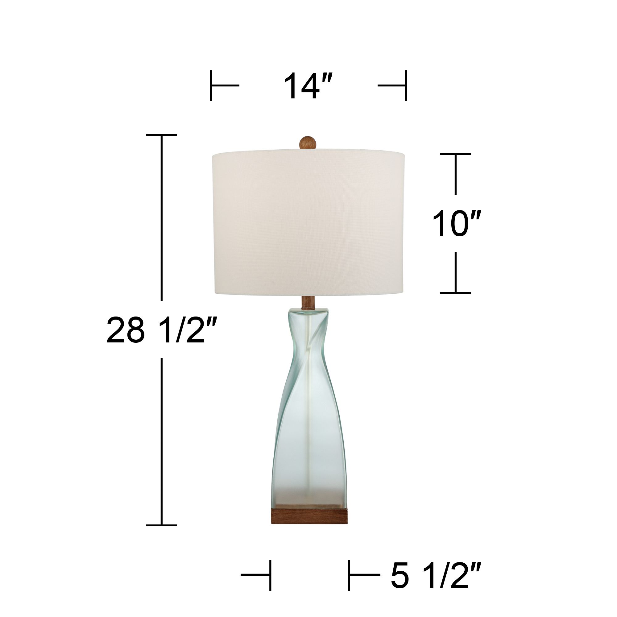 360 Lighting Ryan Ocean Blue Glass Coastal Modern Table Lamps Set of 2