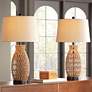 1_360 Lighting San Carlos 27" Rattan Wicker Table Lamps Set of 2