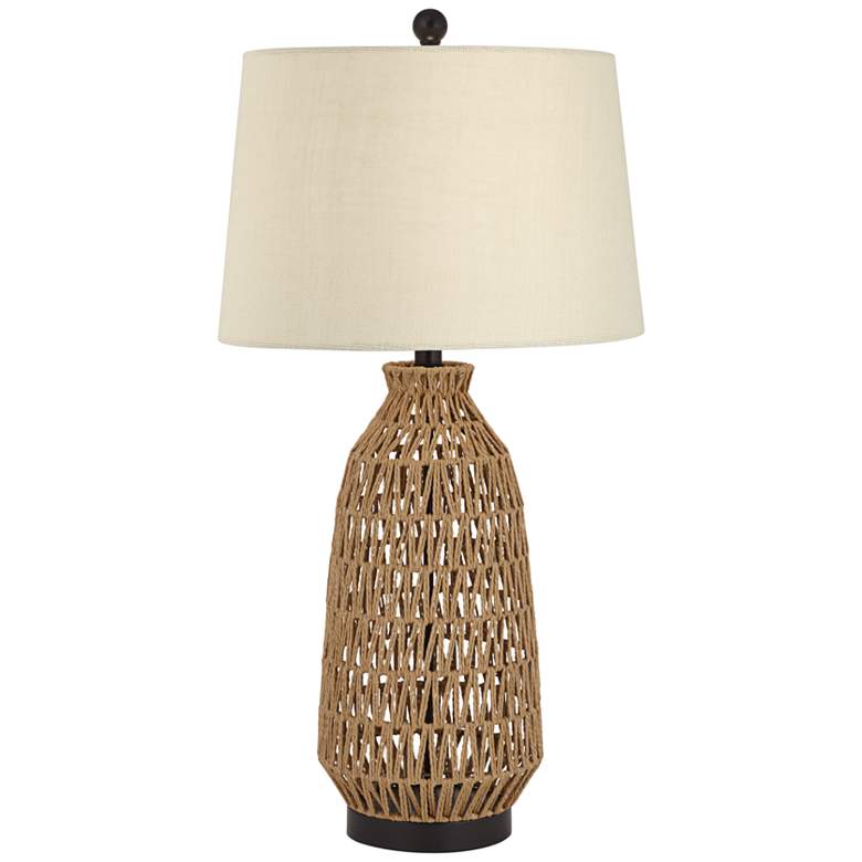 Image 3 360 Lighting San Carlos 29" Rattan Wicker Coastal Lamp with USB Dimmer