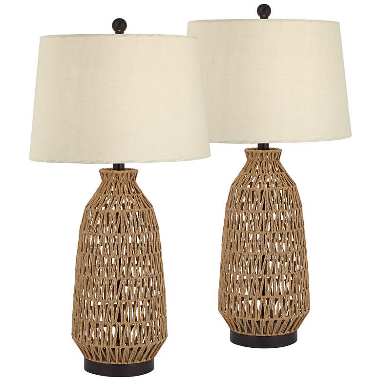 Image 3 360 Lighting San Carlos 29" Rattan Wicker Table Lamps Set of 2