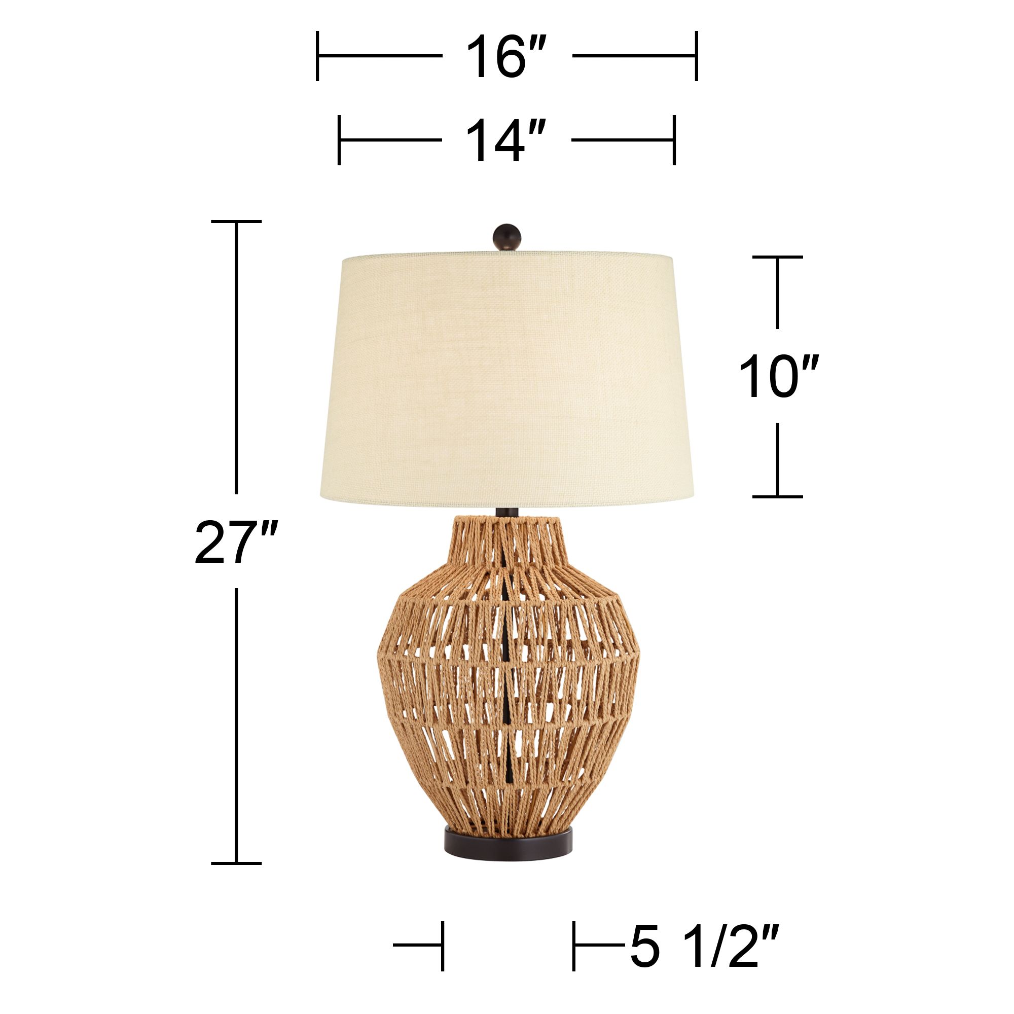 360 Lighting San Marcos 27" Natural Wicker Metal Table Lamps Set of 2