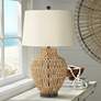 360 Lighting San Marcos Woven Wicker Coastal Modern Table Lamp