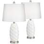 2_360 Lighting Scalloped 24 1/2" Ceramic LED Lamps with Dimmers Set of 2