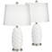 360 Lighting Scalloped 24 1/2" Ceramic LED Lamps with Dimmers Set of 2