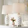 1_360 Lighting Scalloped 24 1/2" Ceramic LED Lamps with Dimmers Set of 2