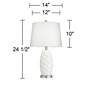 360 Lighting Scalloped Ceramic LED Table Lamps with Dimmers Set of 2