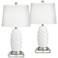 360 Lighting Scalloped Ceramic Table Lamps with Risers and USB Dimmers