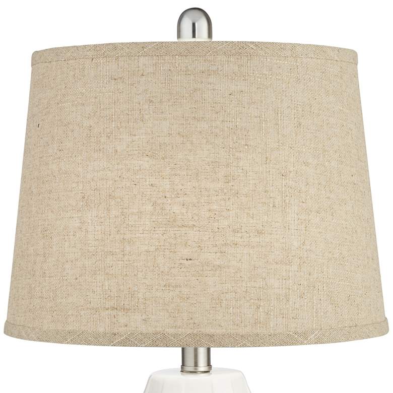 Image 2 360 Lighting Scalloped Ceramic White and Burlap LED Lamps Set of 2 more views