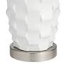 360 Lighting Scalloped Ceramic White and Burlap LED Lamps Set of 2