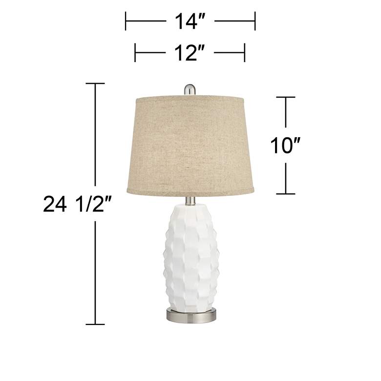 Image 6 360 Lighting Scalloped Ceramic White and Burlap LED Lamps Set of 2 more views