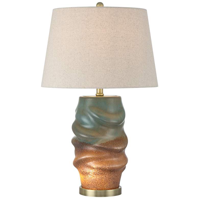 Image 2 360 Lighting Sculptural Glow 25" Blue Gold Glass Night Light Lamp