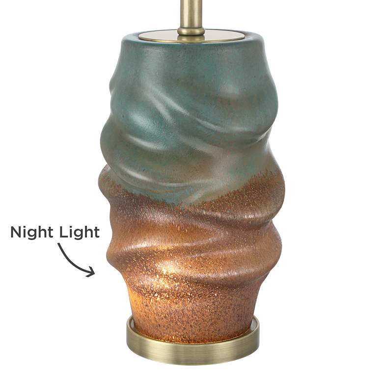 Image 6 360 Lighting Sculptural Glow 25" Blue Gold Glass Night Light Lamp more views