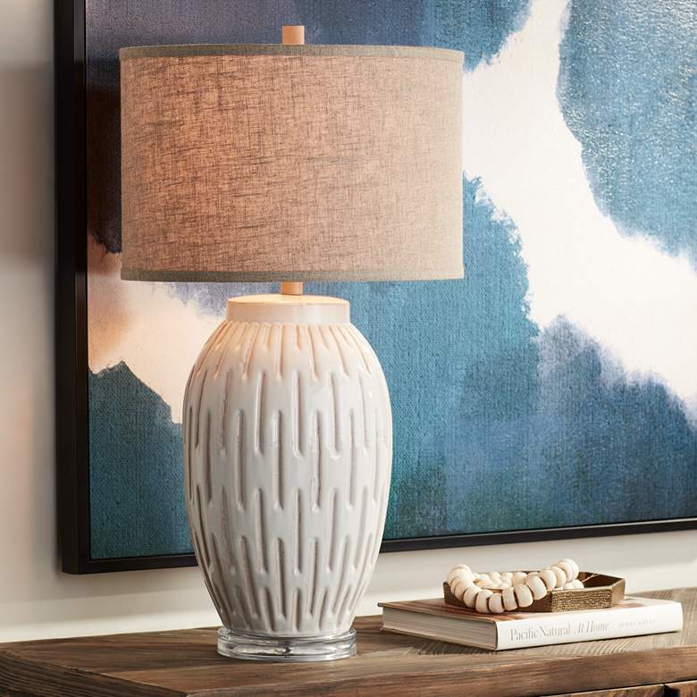 Image 1 360 Lighting Selena 26 1/8" Modern White Ceramic Table Lamp