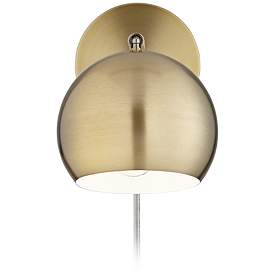 Image5 of 360 Lighting Selena Brass Sphere Shade Plug-In LED Wall Lamps Set of 2 more views
