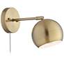 360 Lighting Selena Brass Sphere Shade Plug-In LED Wall Lamps Set of 2