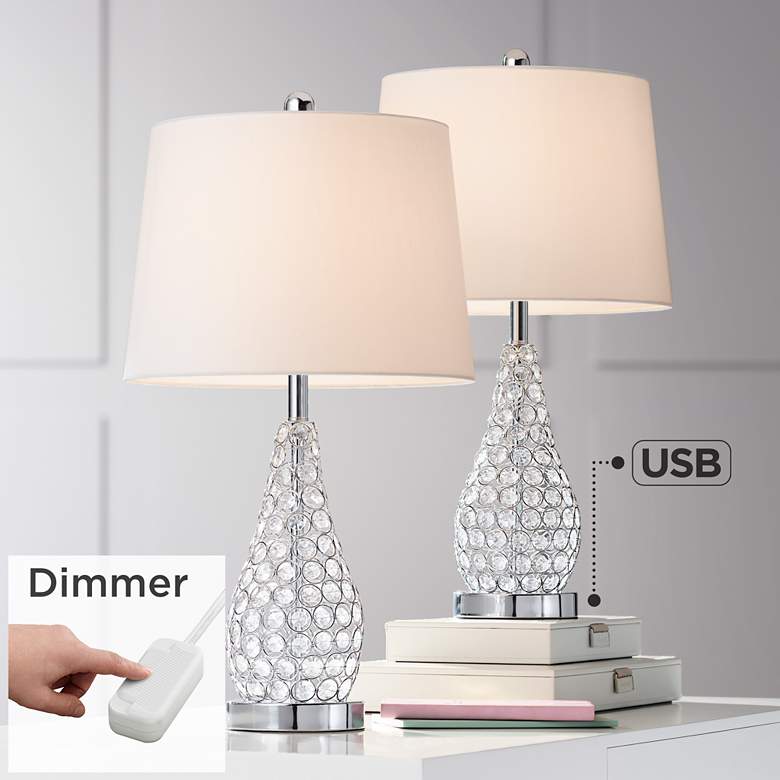 Image 1 360 Lighting Sergio Chrome Accent USB Lamps Set with Dimmers
