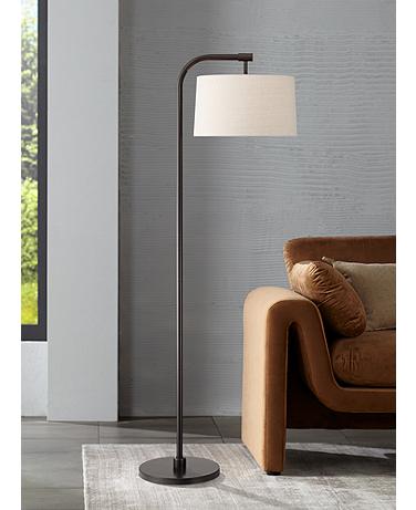 360 Lighting Serra 64" Dark Bronze Chairside Arc Offset Arm Floor Lamp