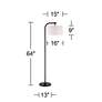 360 Lighting Serra 64" Black Chairside Arc Offset Arm Floor Lamp