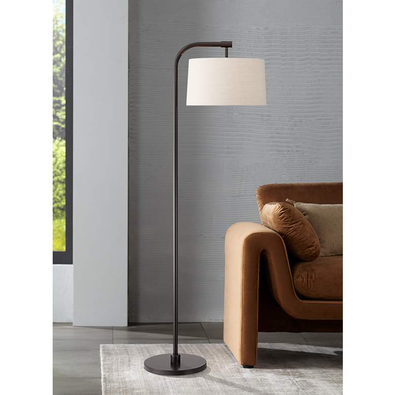 Image 1 360 Lighting Serra 64" Dark Bronze Chairside Arc Offset Arm Floor Lamp
