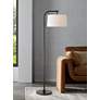 1_360 Lighting Serra 64" Dark Bronze Chairside Arc Offset Arm Floor Lamp