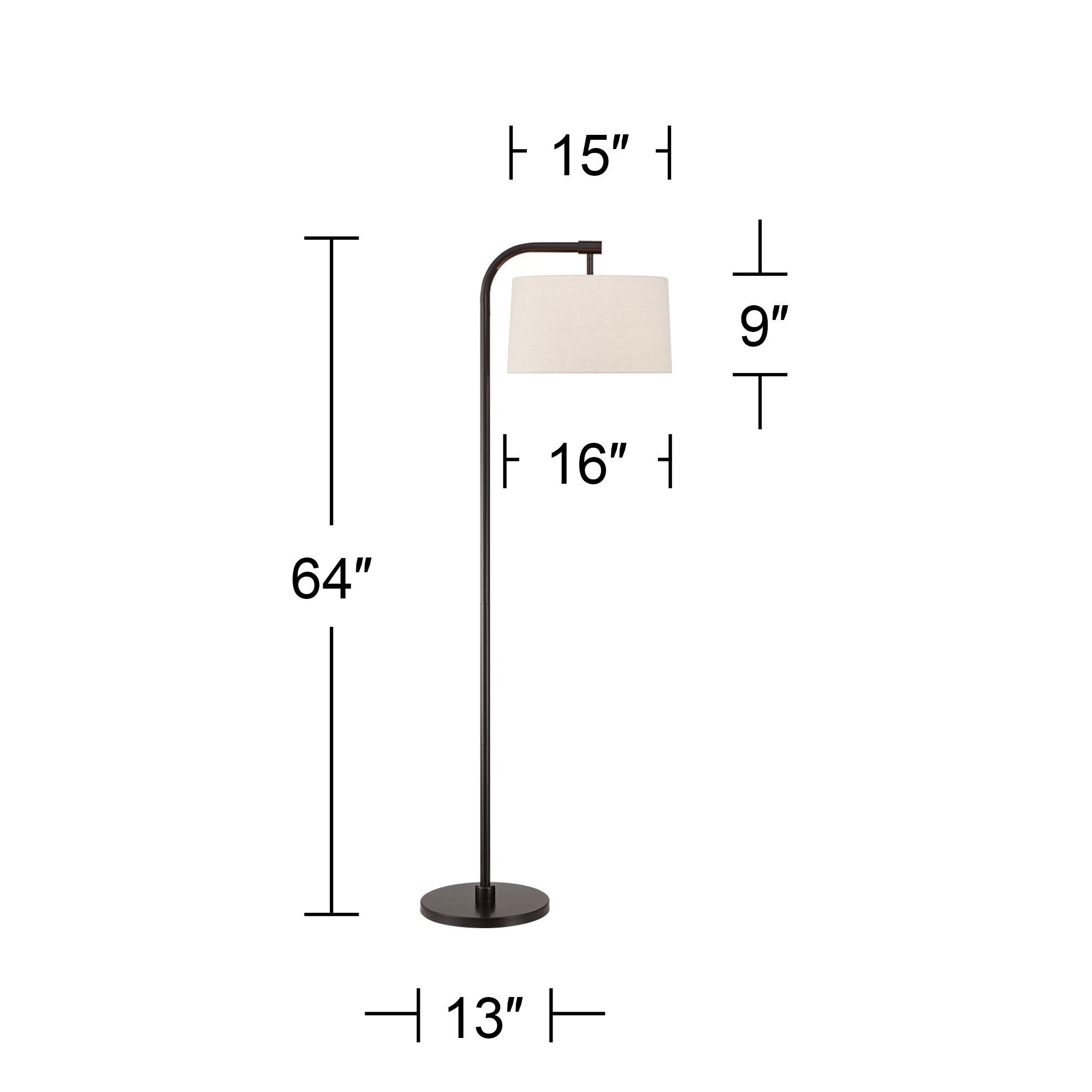 360 Lighting Serra 64" Dark Bronze Chairside Arc Offset Arm Floor Lamp