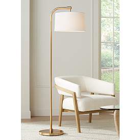 Image2 of 360 Lighting Serra 64" Warm Gold Chairside Arc Offset Arm Floor Lamp