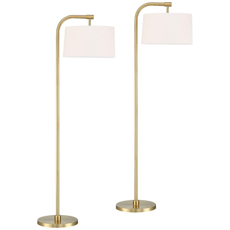 Image 1 360 Lighting Serra 64" Warm Gold Modern Arc Arm Floor Lamps Set of 2
