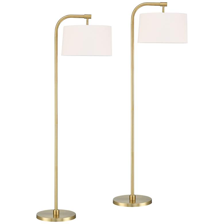 Image 2 360 Lighting Serra 64" Warm Gold Modern Arc Arm Floor Lamps Set of 2