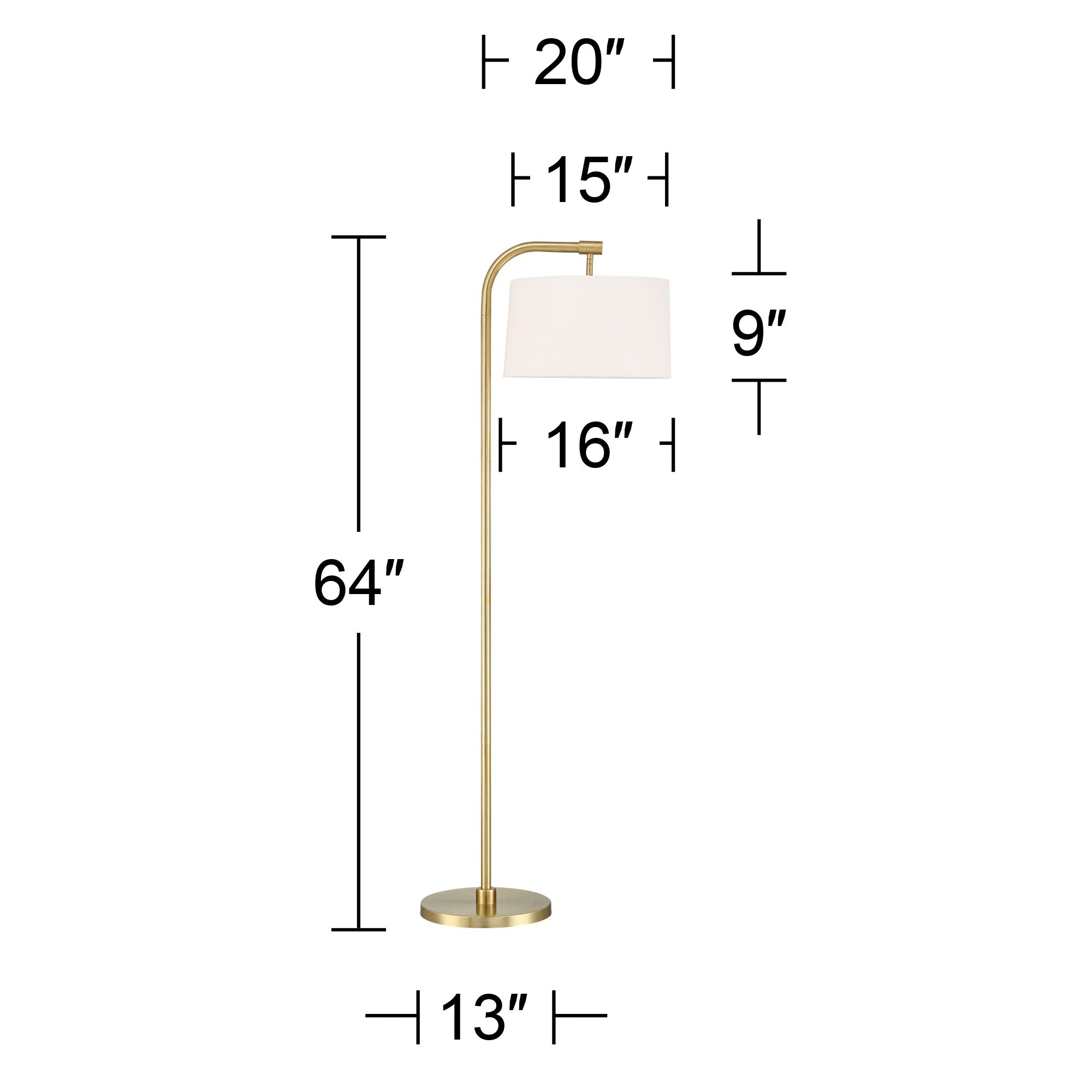 360 Lighting Serra 64" Warm Gold Modern Arc Arm Floor Lamps Set of 2